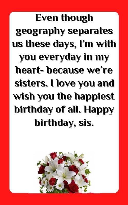 wishing your sister happy birthday